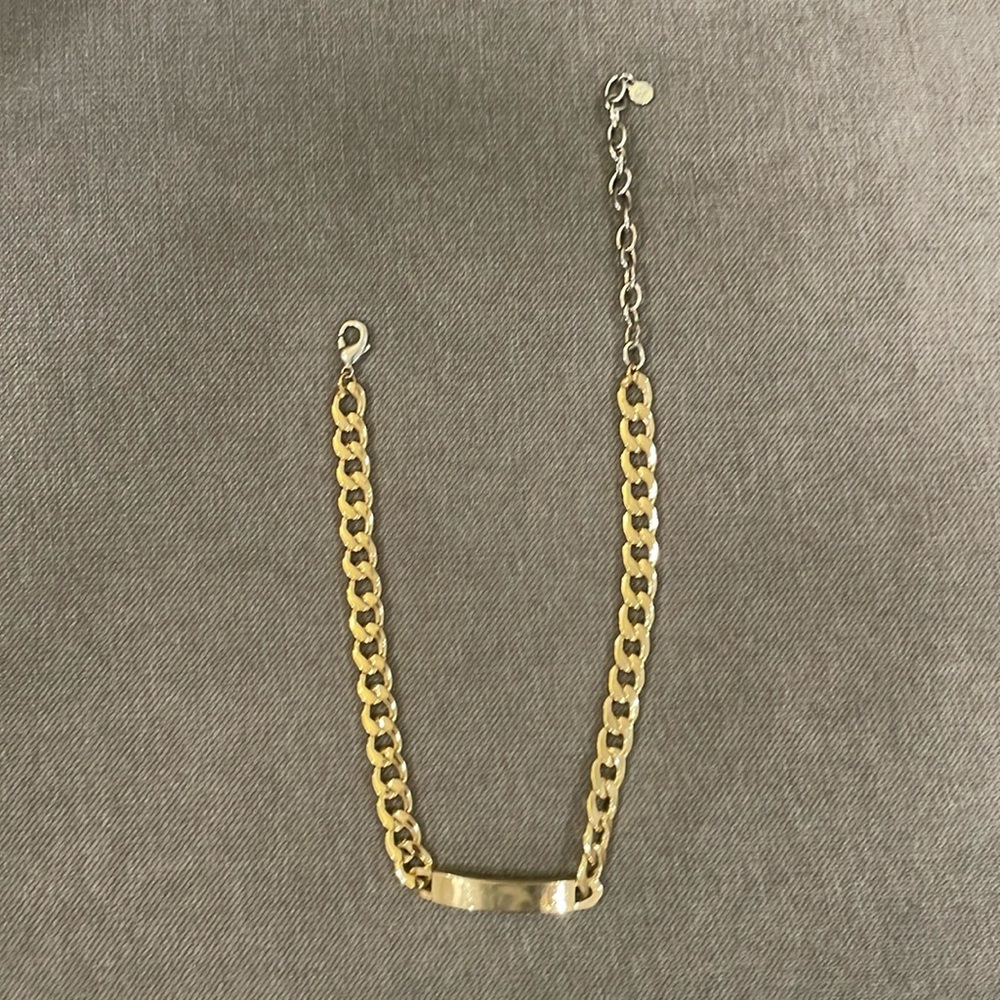 “J” rhinestone gold nameplate necklace